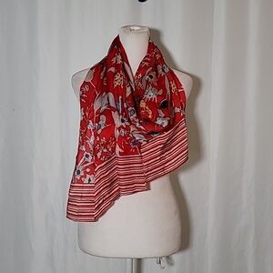 Max studio Silk Red Floral Scarf
